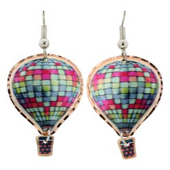 Rainbow Colored Hot Air Balloon Earrings