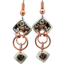 Colorful SW Pueblo Copper Dangle Wire Earrings