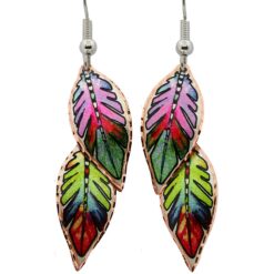 Eclectic Rainbow Feather Dangle Earrings