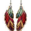 Dangle Copper Feather Earrings