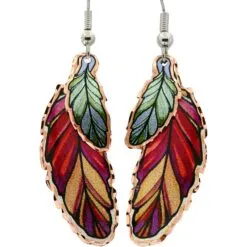 Double Dangle Handmade Copper Feather Earrings