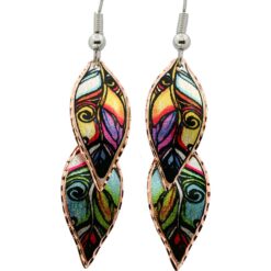 Intricate Design Feather Copper Dangle Earrings
