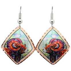 Striking Colorful Mountain Goat Earrings
