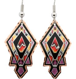 Diamond Shape Earrings in SW Native American Design
