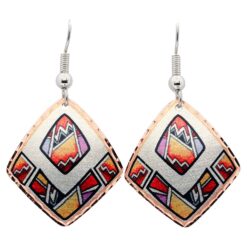 Colorful Copper Diamond Shape Native American Earrings