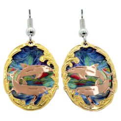 Cut Out Gold & Copper Plated Dolphins Earrings