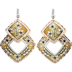 Flower Earrings with Shimmering Gold Background Color