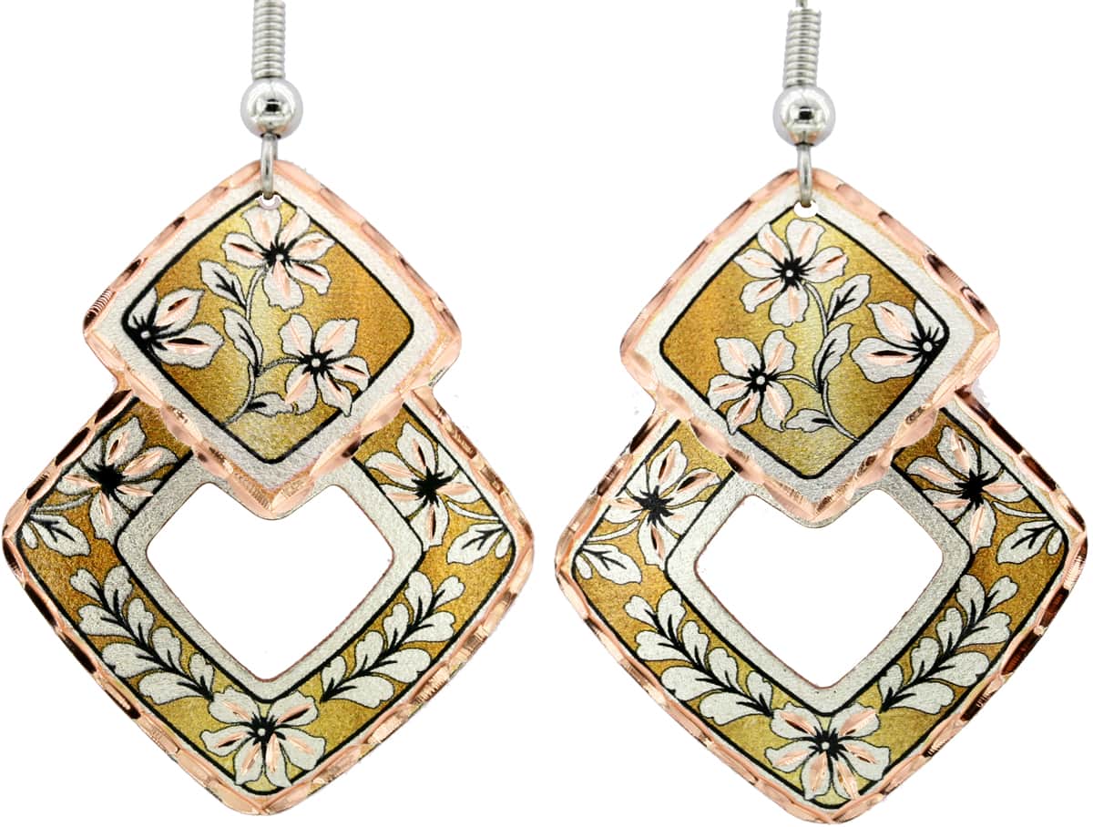 Cut Out Square Flower Earrings Cut Out Square Flower Earrings