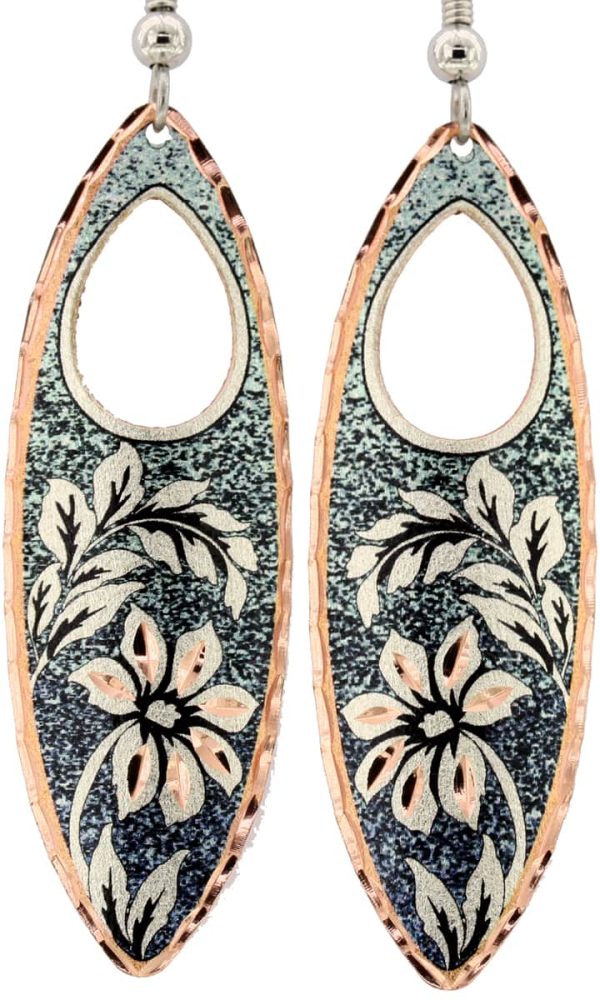 Green Background Flower Earrings