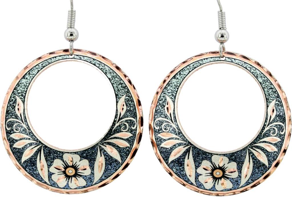 Green Orchid Flower Hoop Earrings, Women's Flower Earrings