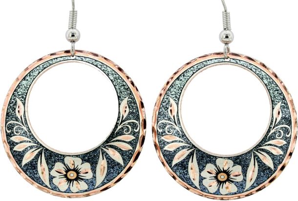 Shimmering Green Background Orchid Flower Earrings