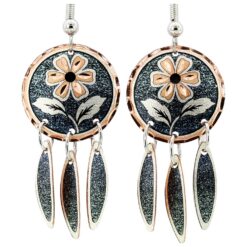 Round Flower Dangle Earrings