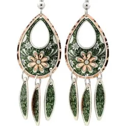 Teardrop Flower Dangle Earrings