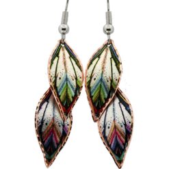 Handcrafted Color Feather Copper Dangle Earrings