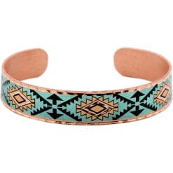 Turquoise Southwest Native American handcrafted copper cuff bracelet