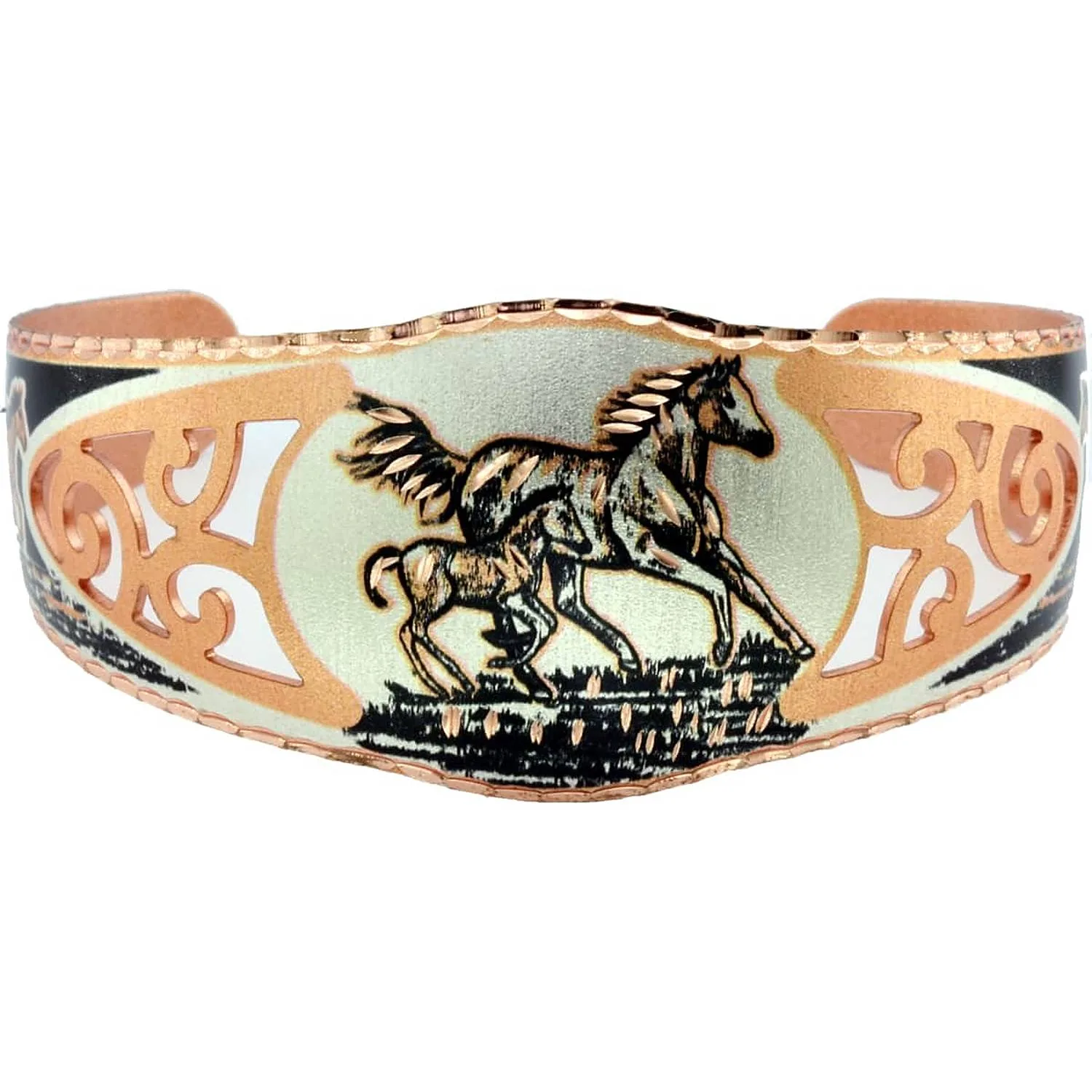 Horse and Foal Handmade Bracelet with Filigree Inspired Design