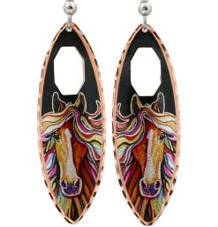 Arrowhead Rainbow Horse Earrings, Art Jewelry