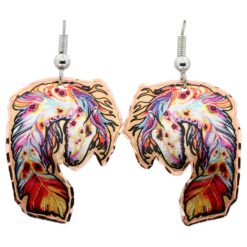 Captivating Horse Head Feather Copper Earrings