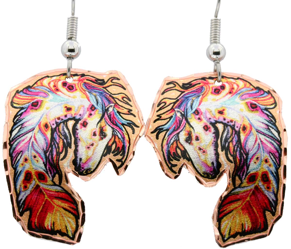 Horse Feather Colorful Copper Earrings Horse Feather Colorful Copper Earrings
