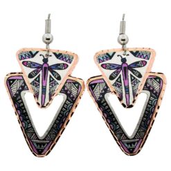 Beautiful Native American Dragonfly Colorful Copper Earrings