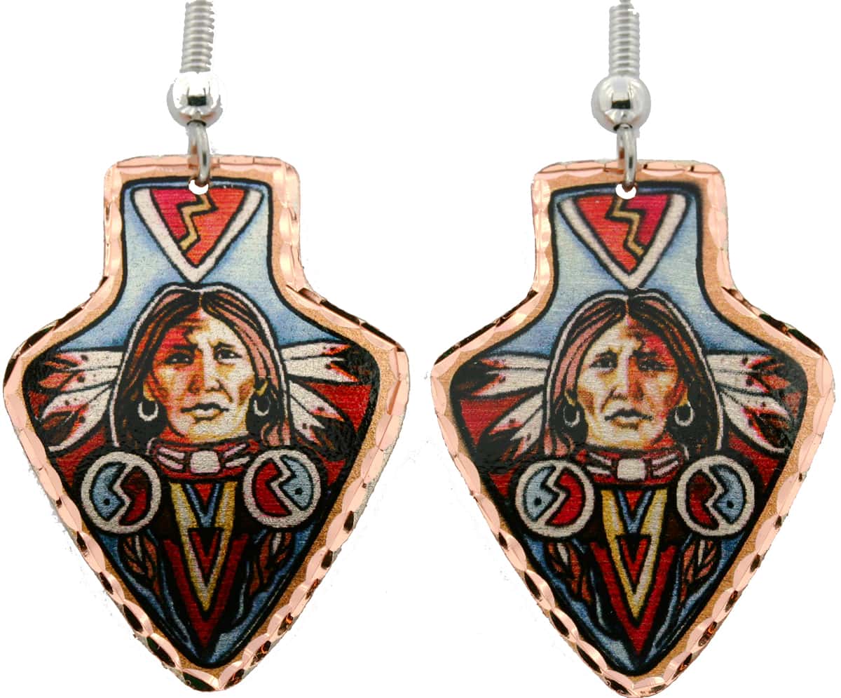 Arrowhead Native American Indian Chief Earrings Arrowhead Native American Indian Chief Earrings