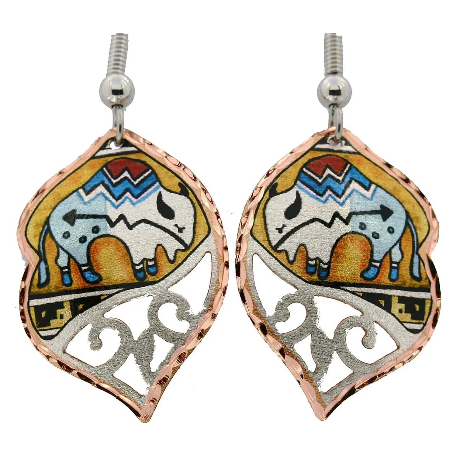 Unique Cutout Buffalo Earrings in Native Artwork