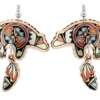 Native Indian Bear & Dangle Copper Feather Earrings