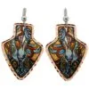 Detailed Painted War Pony Copper Arrowhead Earrings