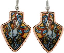 Arrowhead Painted War Pony Copper Earrings