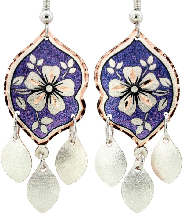 Purple Flower Dangle Earrings