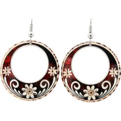 Awesome Flower Earrings with Dark Red Background