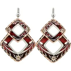 Daisy Flower Earrings with Red Background
