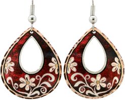 Red Background Daisy Flower Earrings