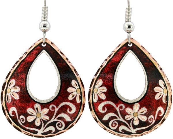 Red Background Daisy Flower Earrings