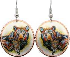 Round Native Bear Earrings, Stunning Art Jewelry Designed by Lynn Bean
