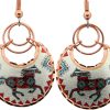 Round Painted Pony Earrings SW Native Copper Wire Jewelry