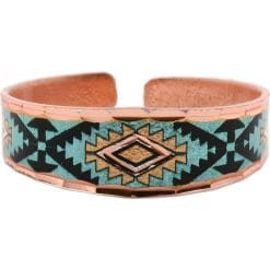 Handmade Southwest Native Teal Blue Geometric Copper Ring