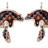 SW Native Bear & Dangle Feather Earrings