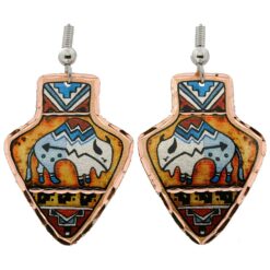 Copper Arrowhead SW Native American Buffalo Earrings