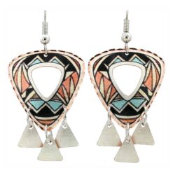 Native Dangle Earrings Handmade in Coral and Turquoise Colors