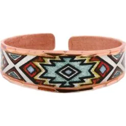 Handmade Turquoise and Burgundy Southwestern Native Adjustable Copper Ring