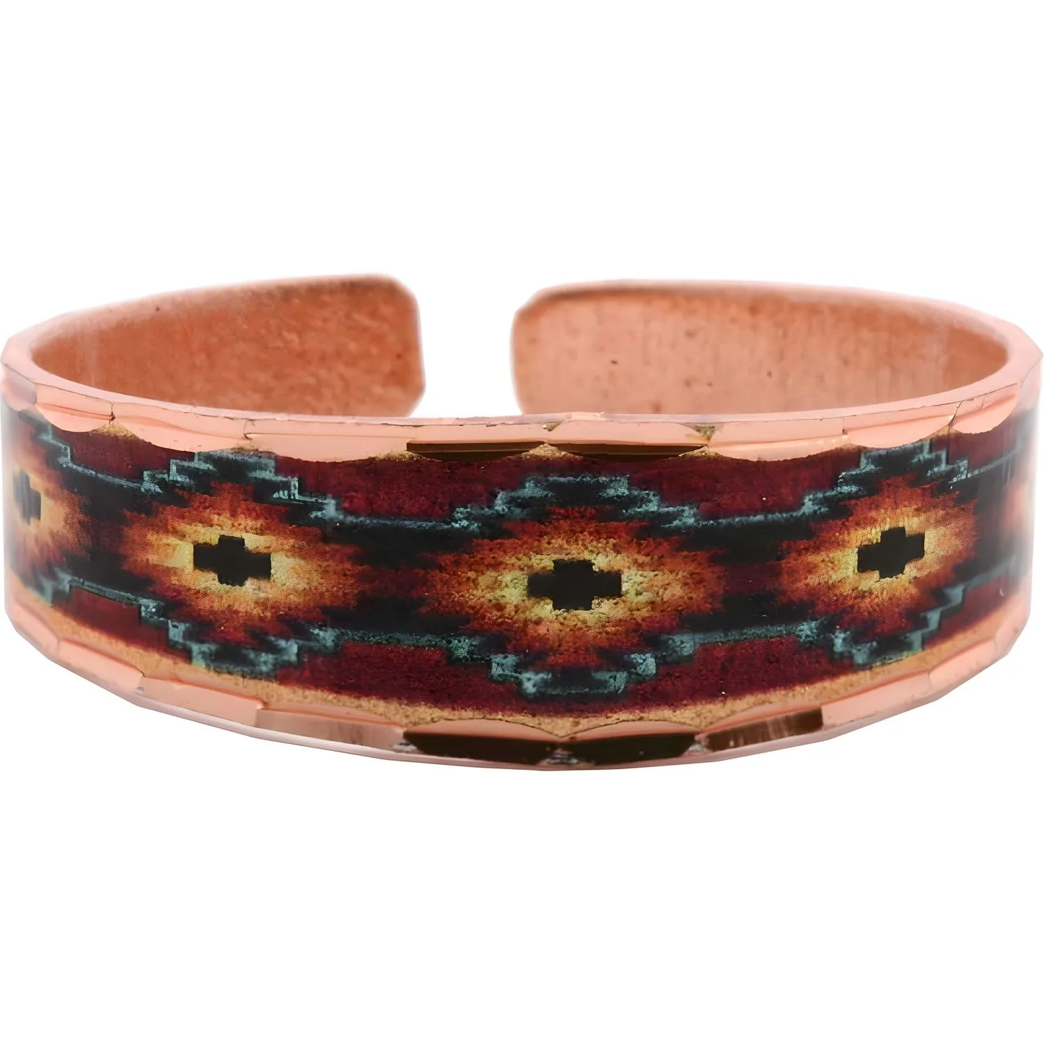 Handcrafted Southwest Native Geometric Copper Ring in Warm Earth Tones