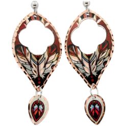 Wholesale Copper Teardrop Dangle Feather Earrings