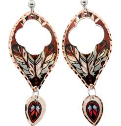 Teardrop Cut-out Feather Theme Earrings, Sensational Art Jewelry