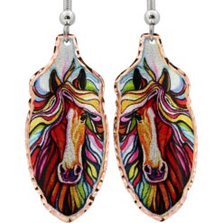 Rainbow Horse Earrings Lynn Bean Design in Feather Shape