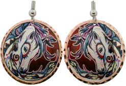 War Pony Copper Circle Earrings, Art Jewelry by Lynn Bean