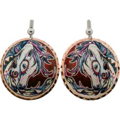 Delightful Colorful War Pony Copper Earrings