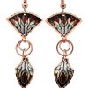Arrowhead Colorful Feather Copper Wire Dangle Earrings