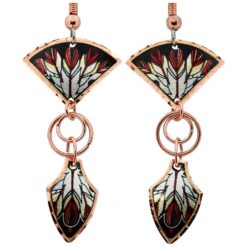 Attractive Wire Dangle Copper Arrowhead Feather Earrings