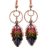 Wire Copper Feather Earrings